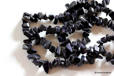 Blue Black Chip Beads 10mm-15mm, 17.5 inch strand